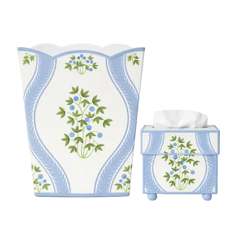 BMH - Blueberry Square Tissue Holder & Waste Basket Set