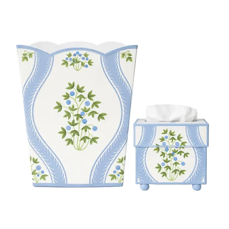 BMH - Blueberry Square Tissue Holder & Waste Basket Set