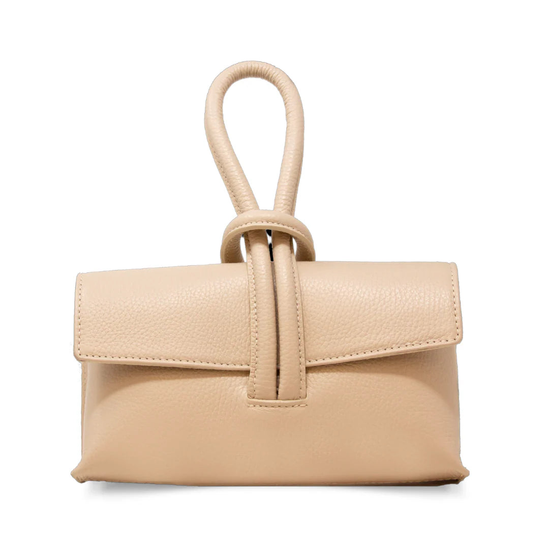 Italian Leather Wristlet Bag - Nude