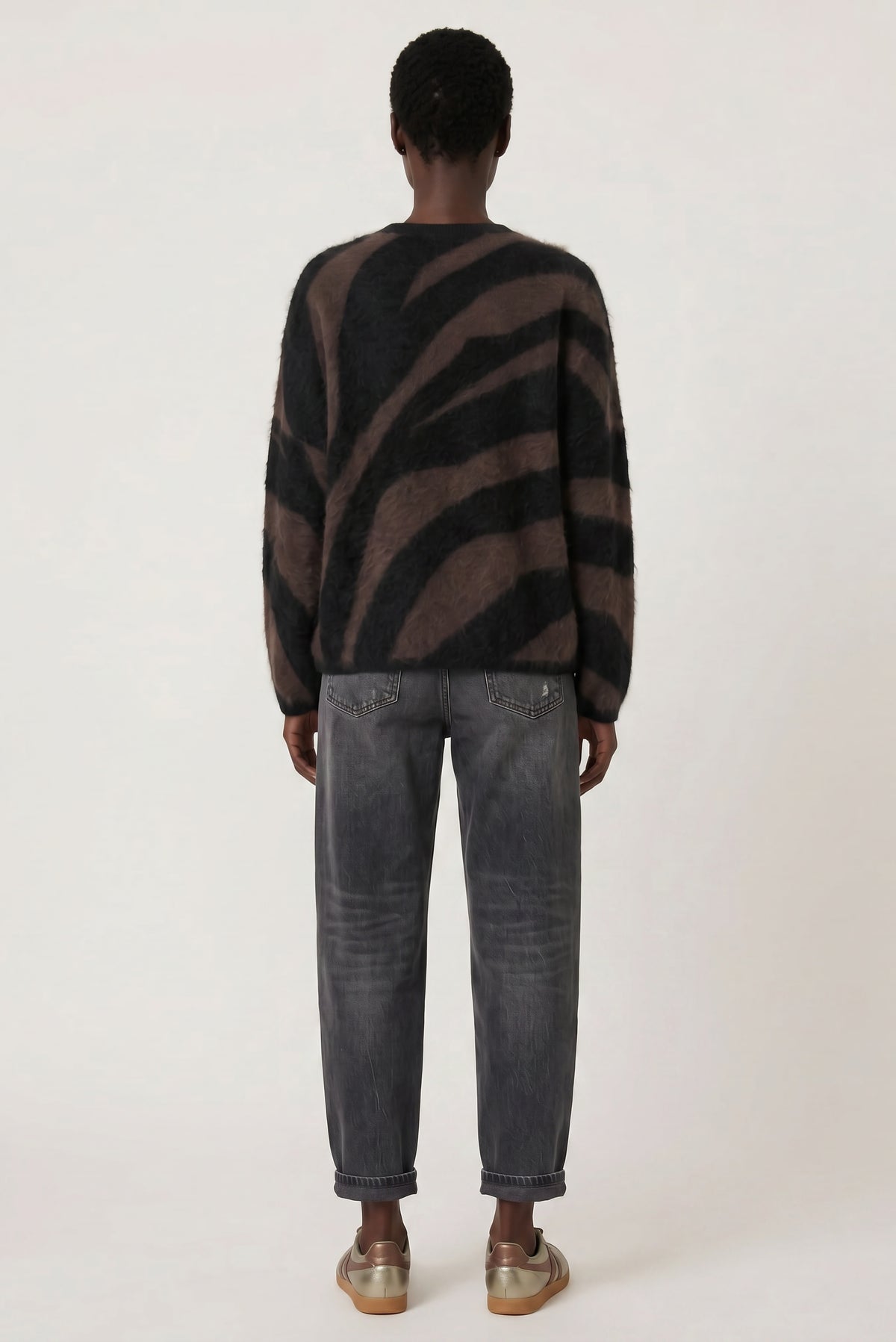 Brushed Zebra Cashmere Crew