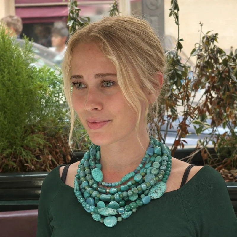 Multi Strand Resin Necklace - Turquoise