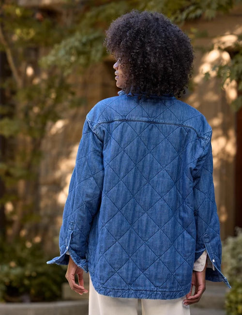Quiltede Eileen Denim Jacket - Distressed Indigo