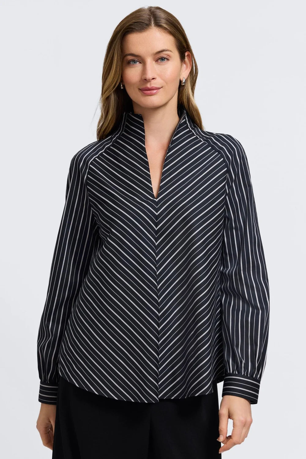 Daphne Classic Wide Stripe Long Sleeve Popover Shirt