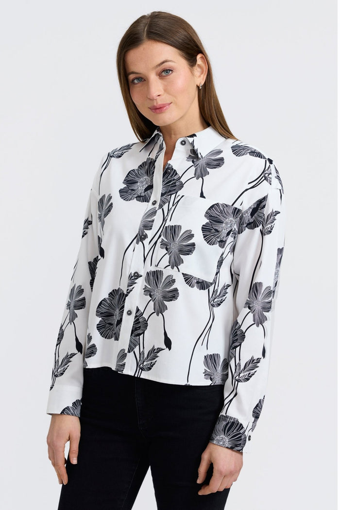 Marina Poppy Long Sleeve Shirt - Light Black Poppy