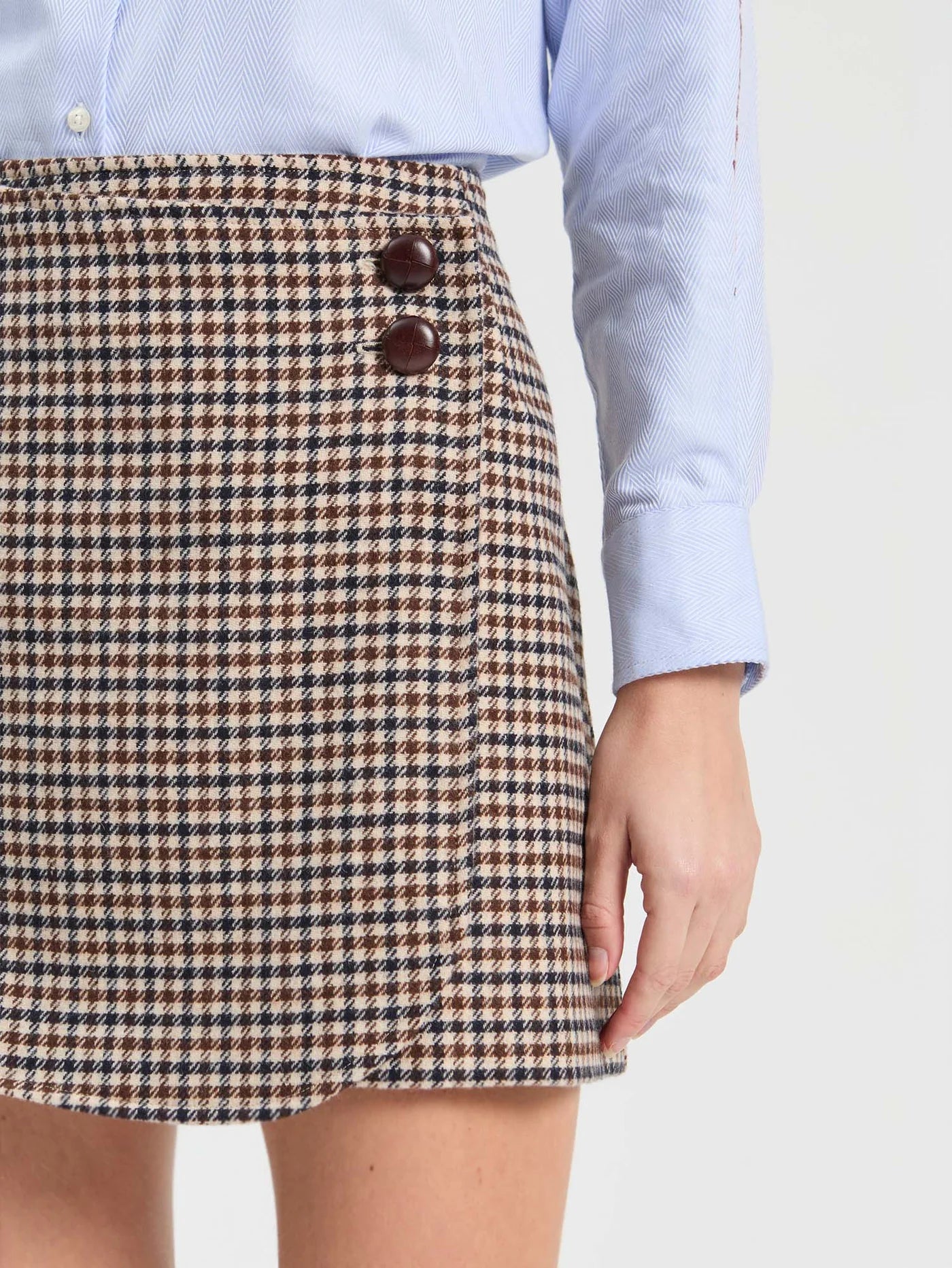 Navy Houndstooth Mini Skirt