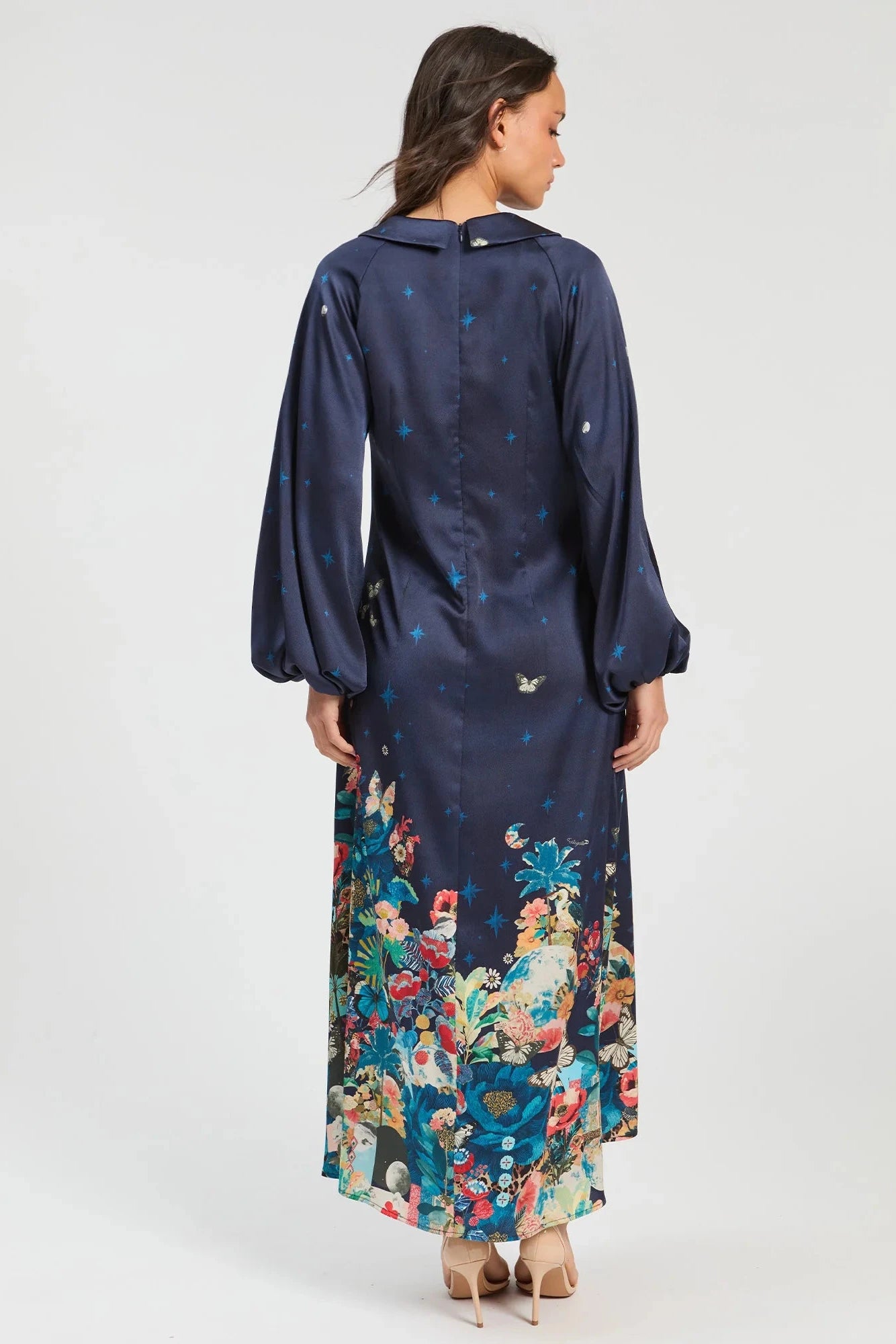 34175 Navy Blue Floral Maxi