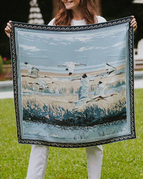 Light Blue Marsh Flyer Silk Scarf