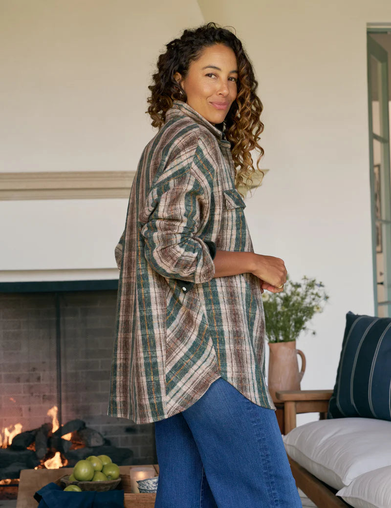 McLoghlin Utility Shirt in Green/Brown/Sand Plaid