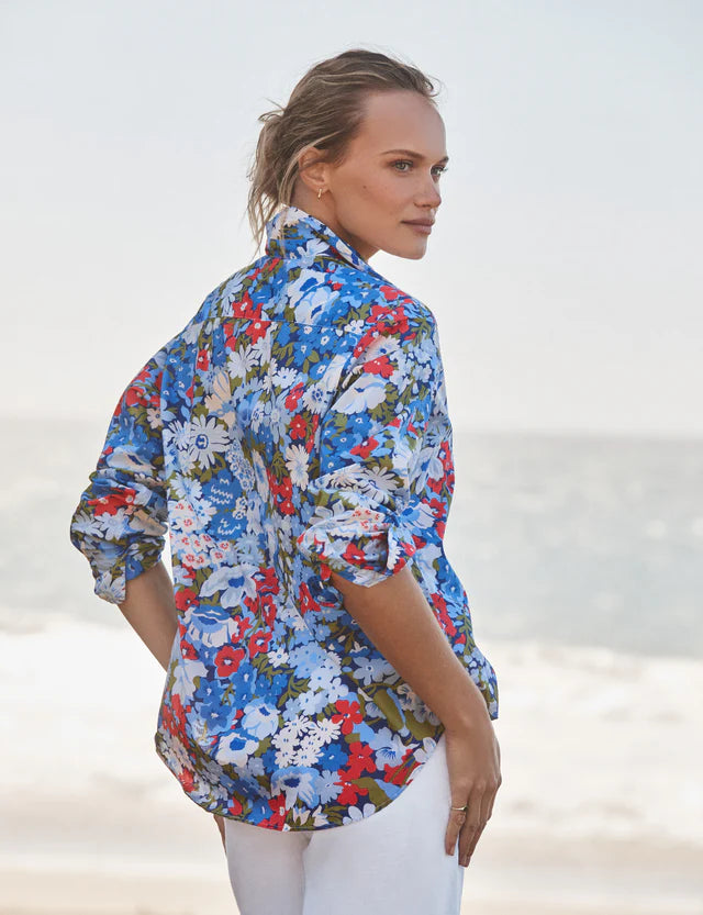 Eileen Relaxed Button-Up Shirt-Floral BRG