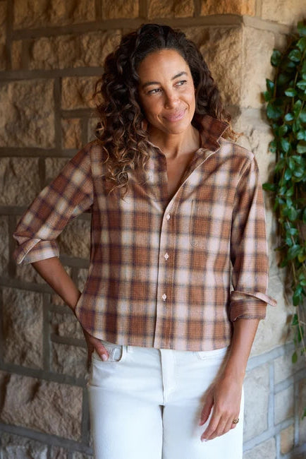 Silvio Untuckable Button-Up - Multi Brown Plaid
