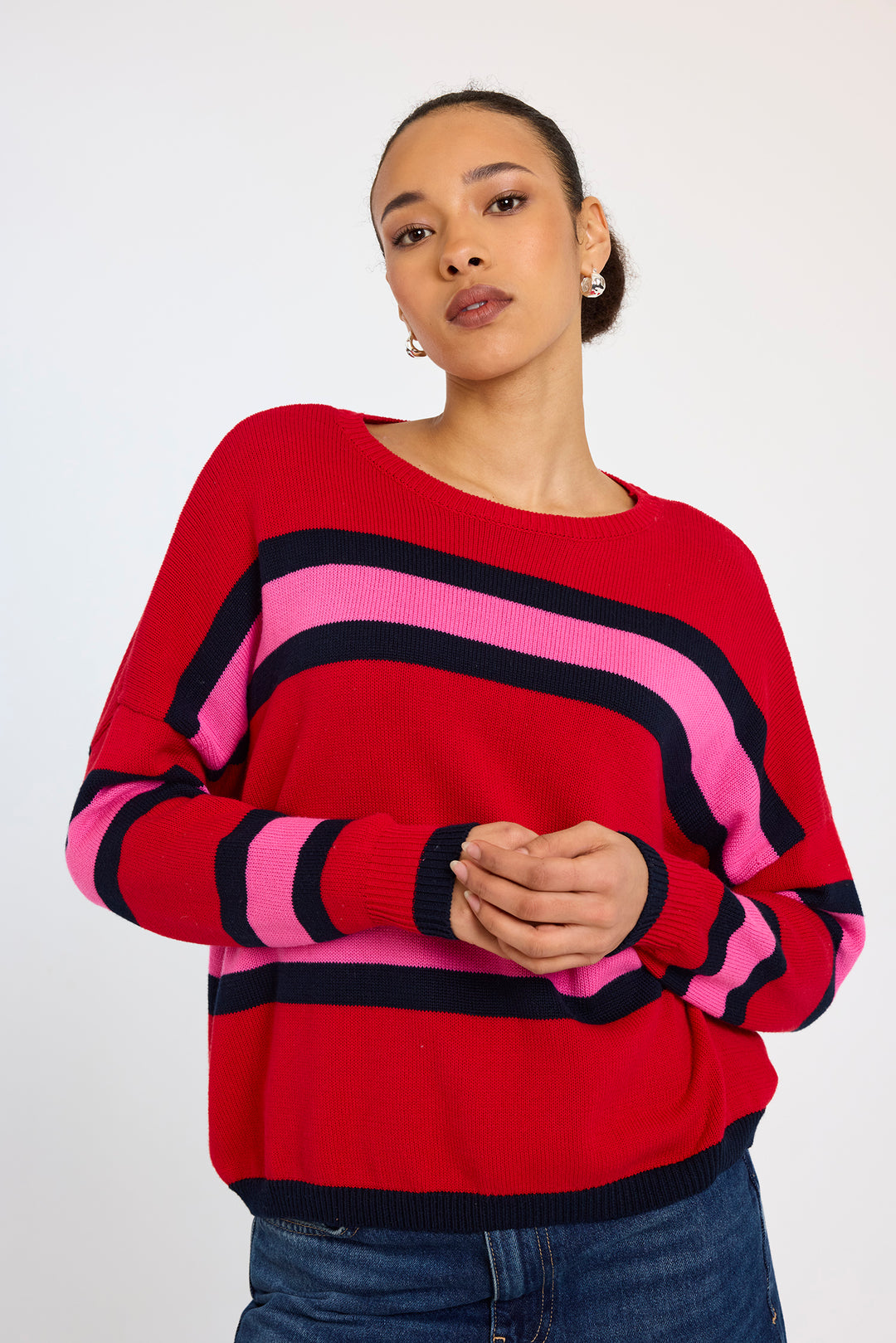 Evelyn Stripe Sweater - Tomato