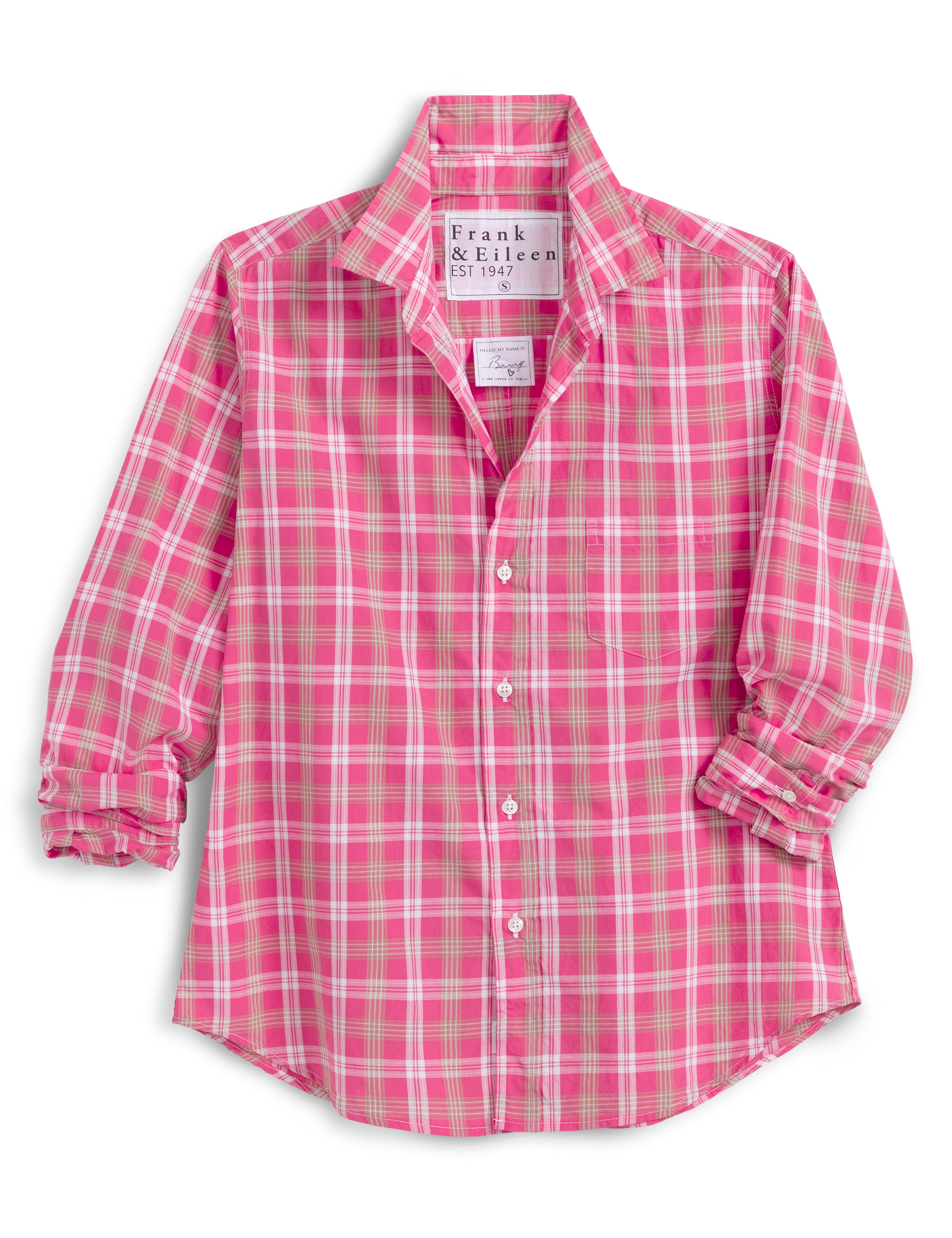 Barry Tailored Button-Up Shirt - Pink Plaid