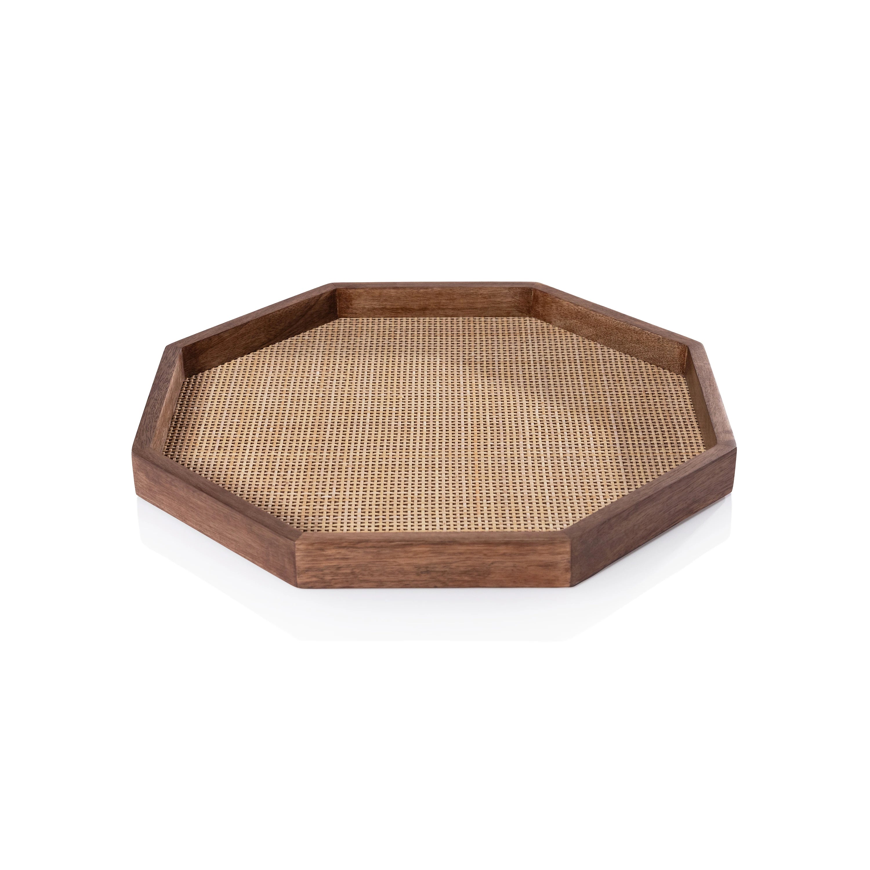 BMH - Wood/Rattan Octagonal Tray