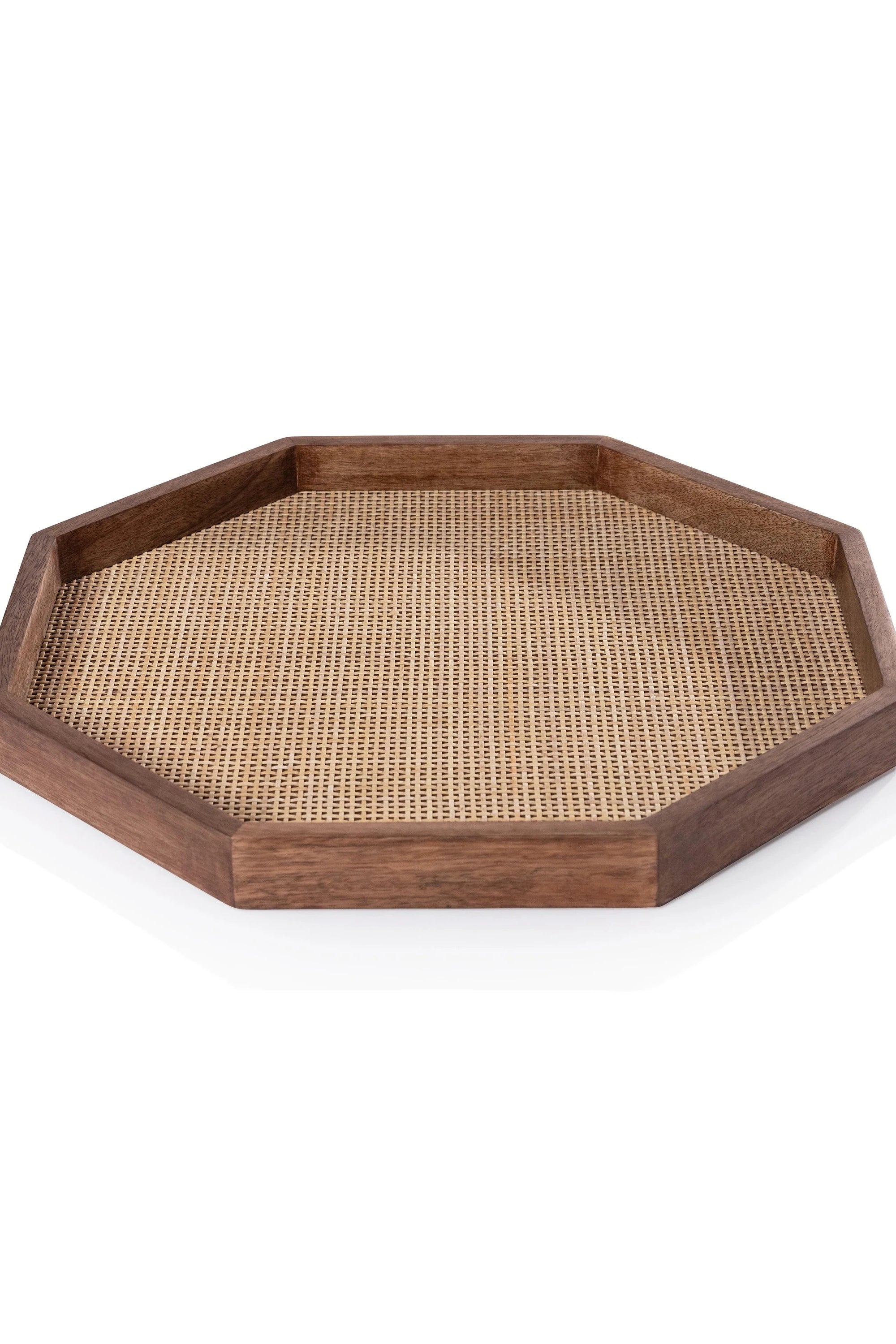 BMH - Wood/Rattan Octagonal Tray