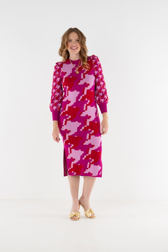 Lane Sweater Dress - Houndstooth