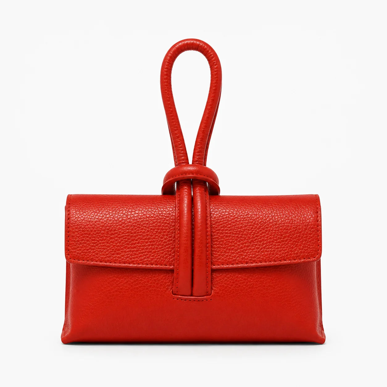 Italian Leather Wristlet Bag - Red