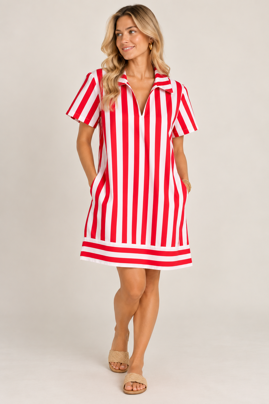 The Rally Dress - Cherry Stripe