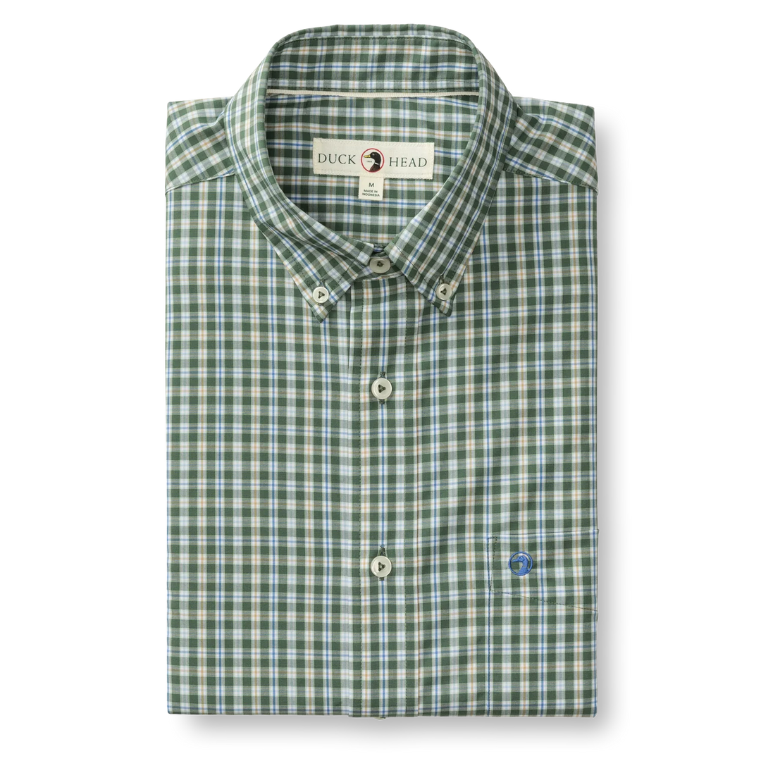 Performance Poplin Sport Shirt-Fallon Plaid-Duck Green
