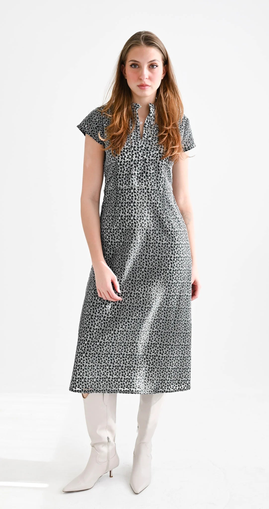Column Dress in Black Lace