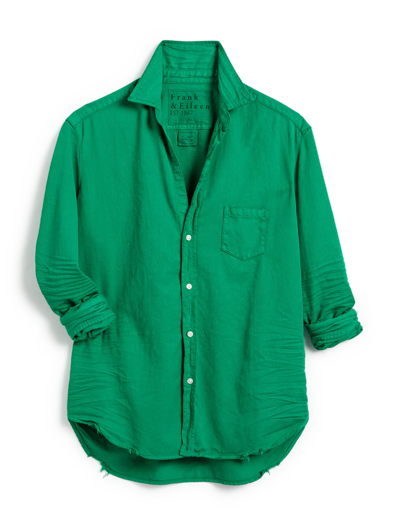 Eileen Relaxed Button-Up Shirt in Clover Green -- Famous Denim
