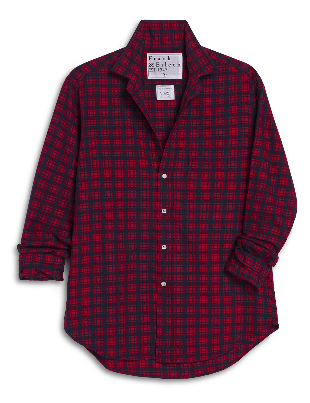 Eileen-Button-Up-Red Navy Plaid