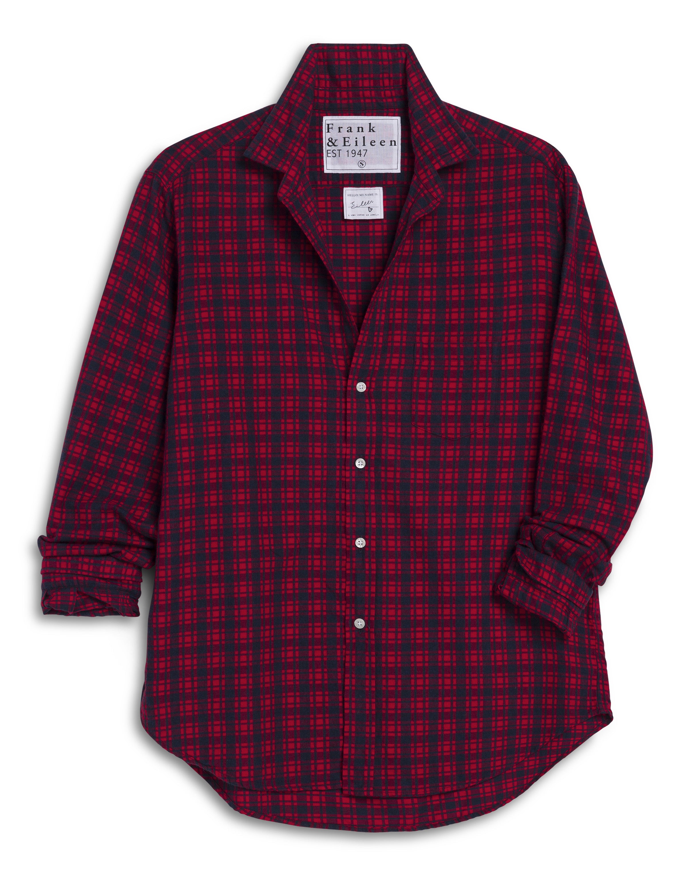 Eileen Relaxed Button-Up Shirt -Red/Navy Plaid