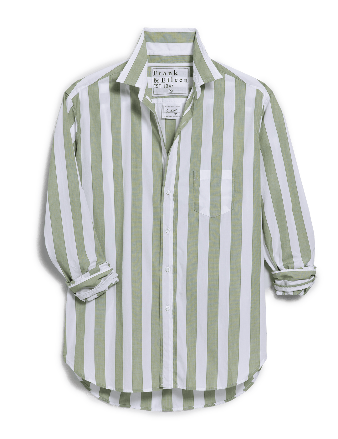 Eileen Relaxed Button-Up Shirt - Sage Green Stripe