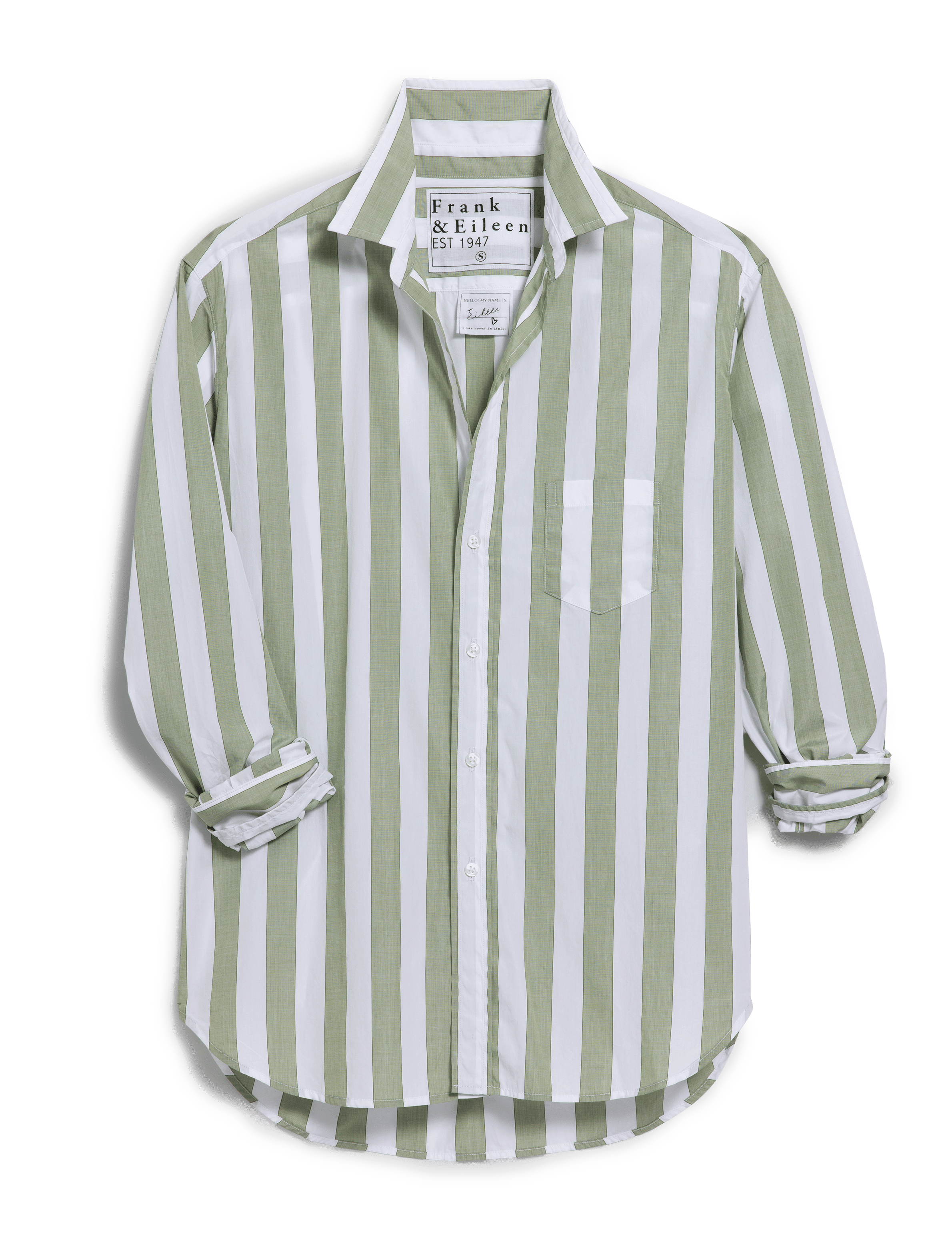 Eileen Relaxed Button-Up Shirt - Sage Green Stripe