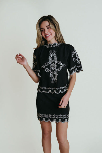 Tatum Top - Black Embroidery