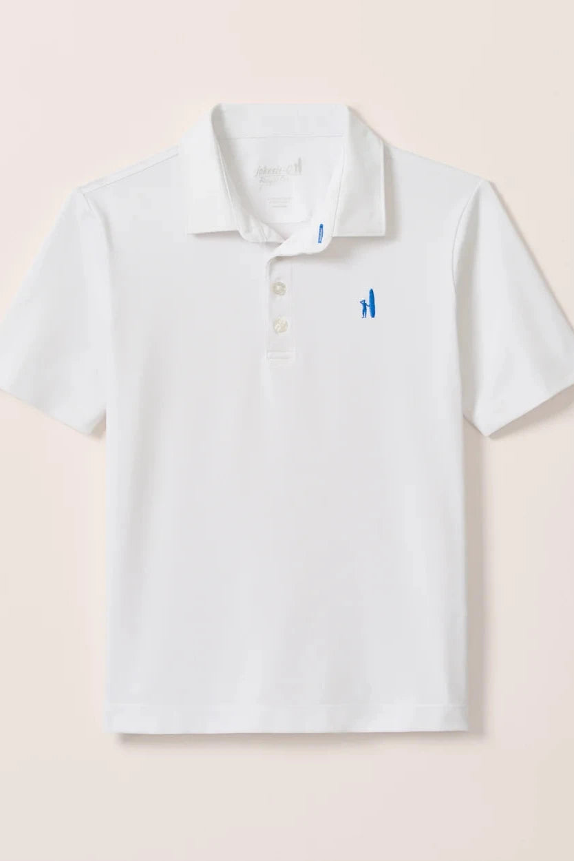 Perf. Mesh Jr. Polo-Stevie Solid-White