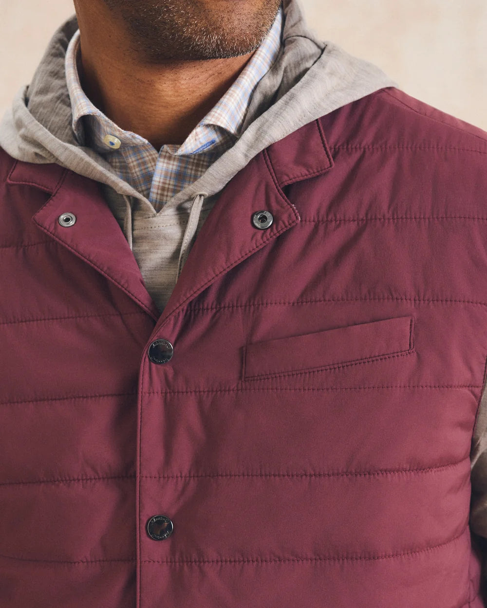 Bauer Snap Front Quilted Vest-Grape
