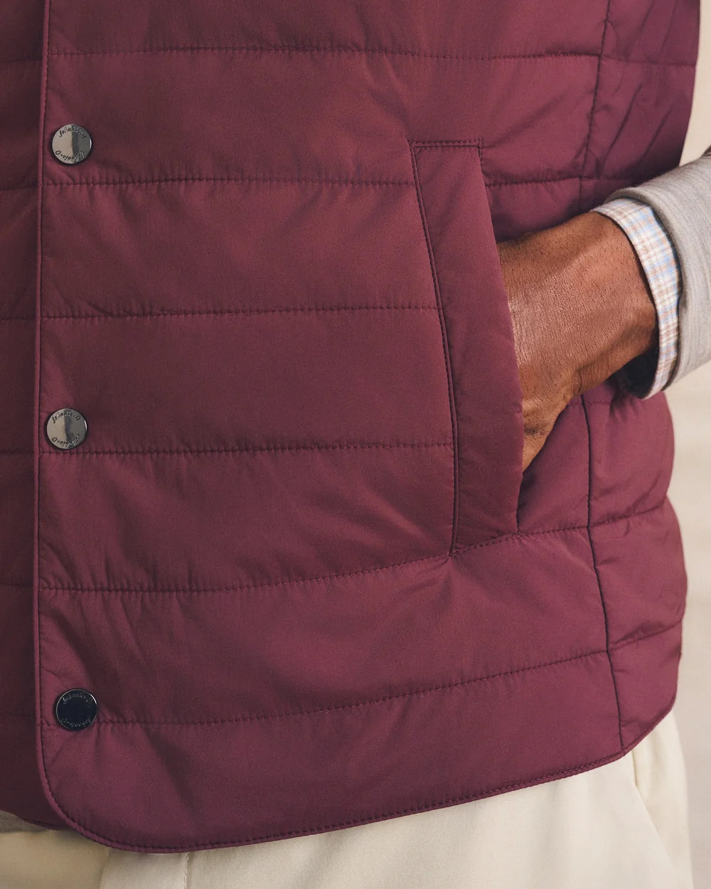 Bauer Snap Front Quilted Vest-Grape
