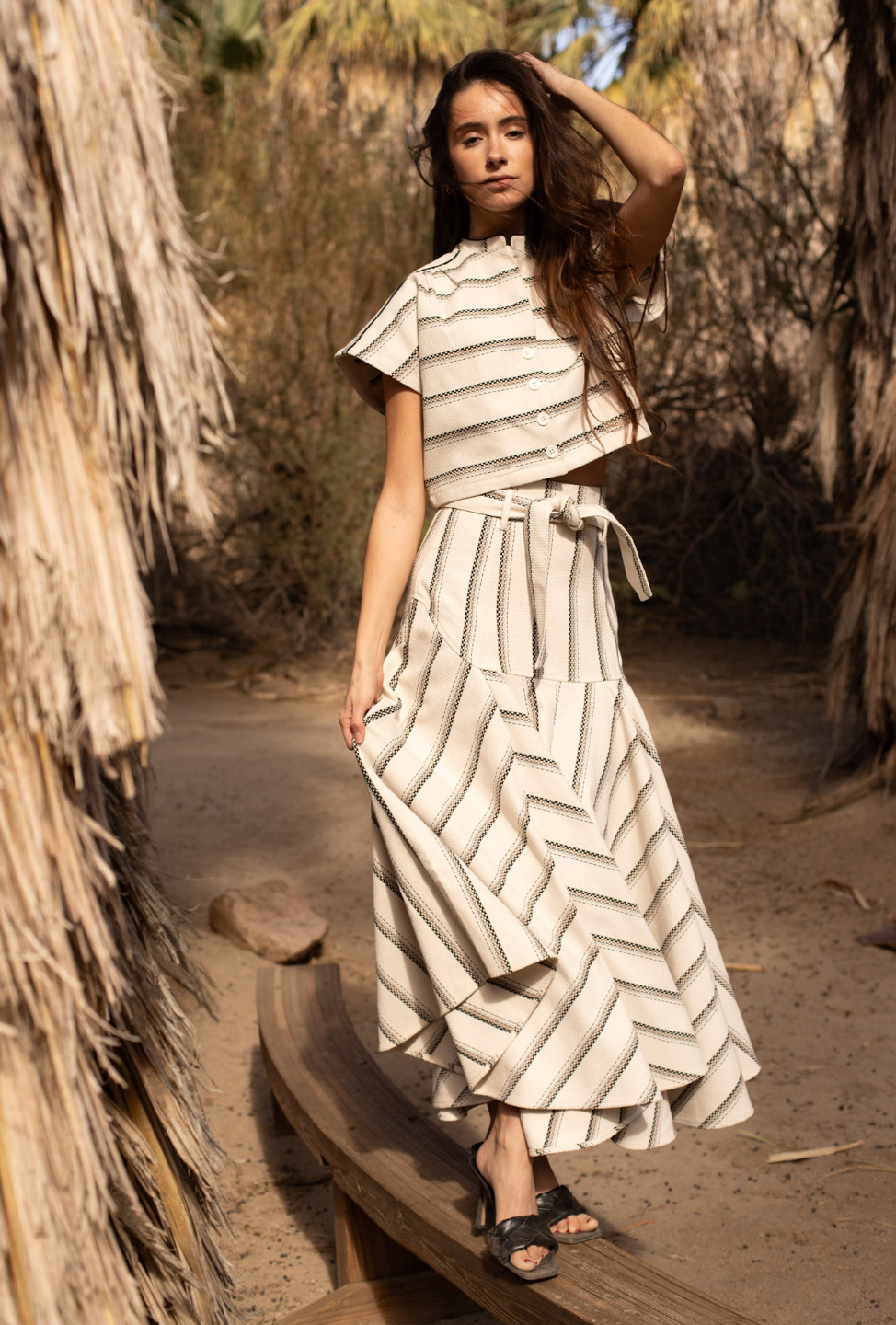 Prairie Midi Skirt- August Stripe