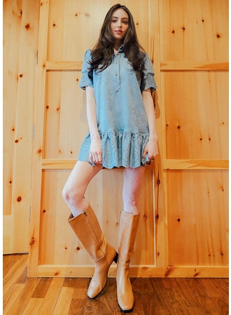 Everything Short Sleeve Dress Punch Dot Suede