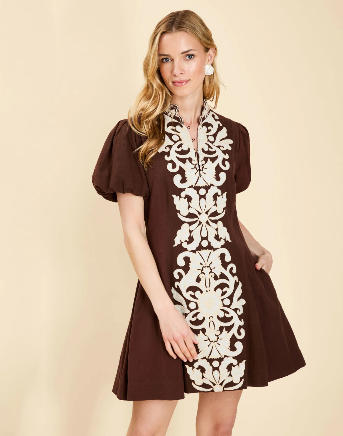 Flavia Mini Dress - CIOCCOLATO BROWN