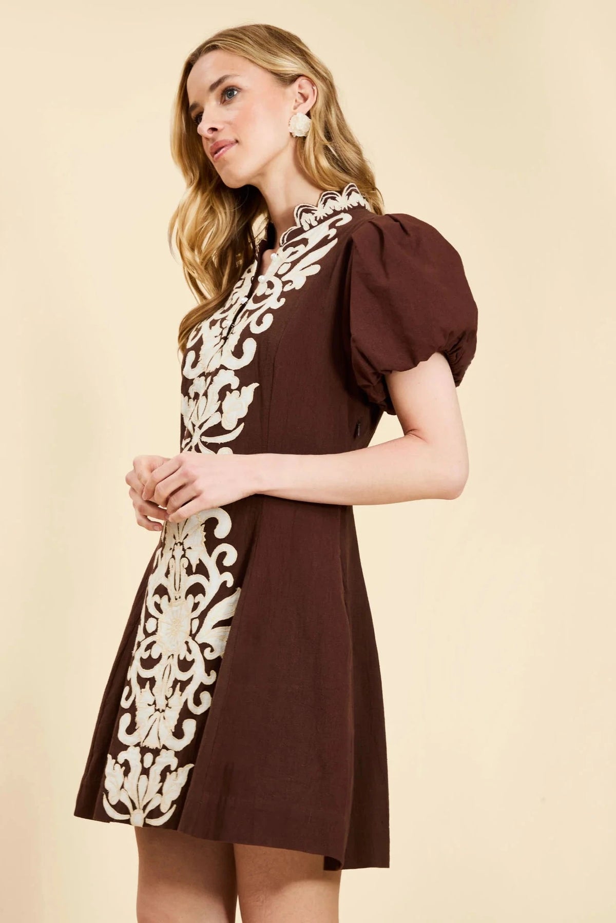 Flavia Mini Dress - CIOCCOLATO BROWN