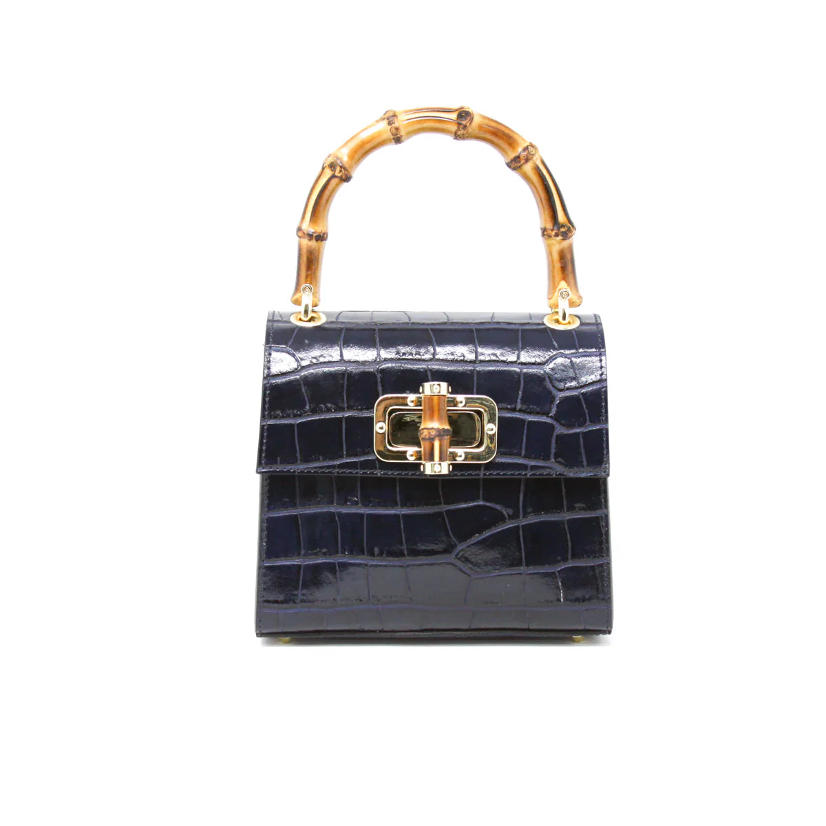 Small Bamboo Handle Bag - Navy