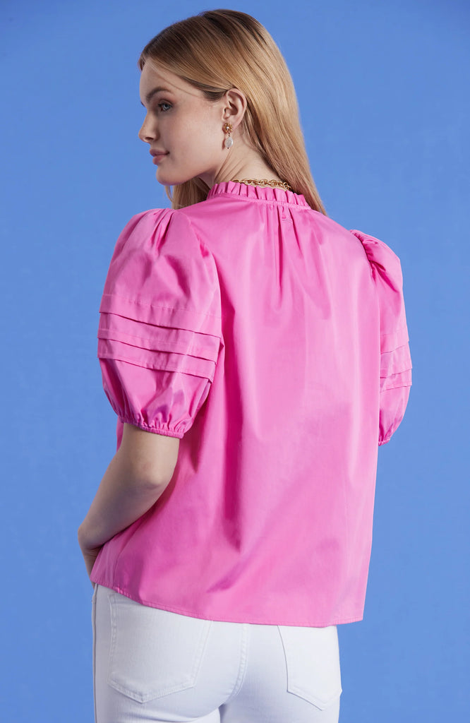 Jenna Cotton Sateen Top In Cheeky Pink