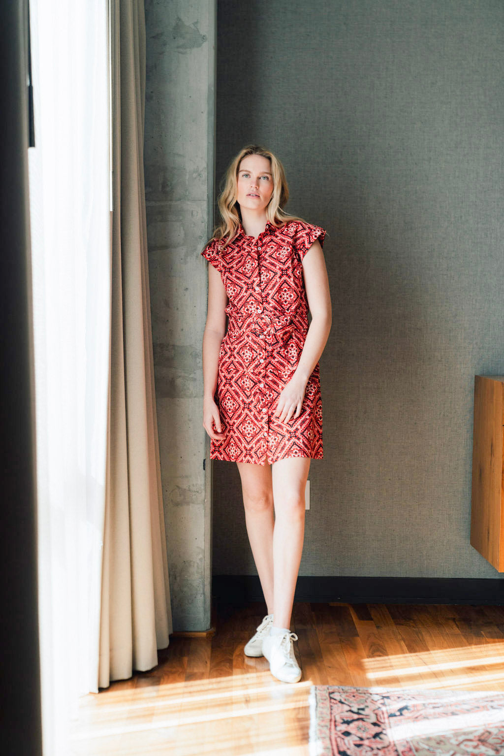 Coral Bandana Dress - Red