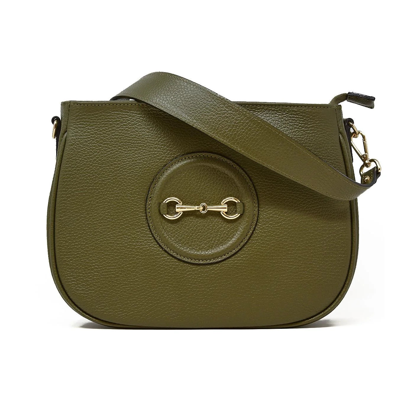 Italian Leather Shoulder Bag - Olive