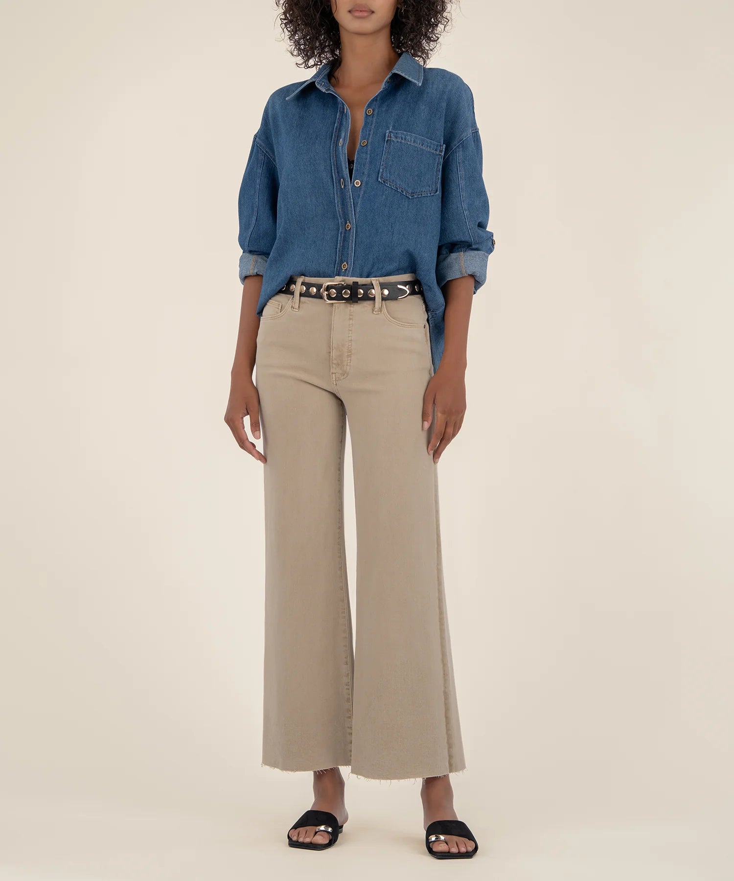 Meg High Rise Wide Leg - Biscuit