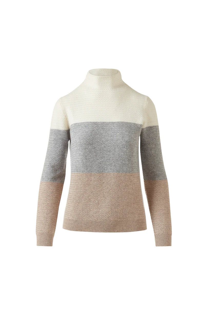 TEXTURED COLORBLOCK FUNNEL-PEARL MULTI