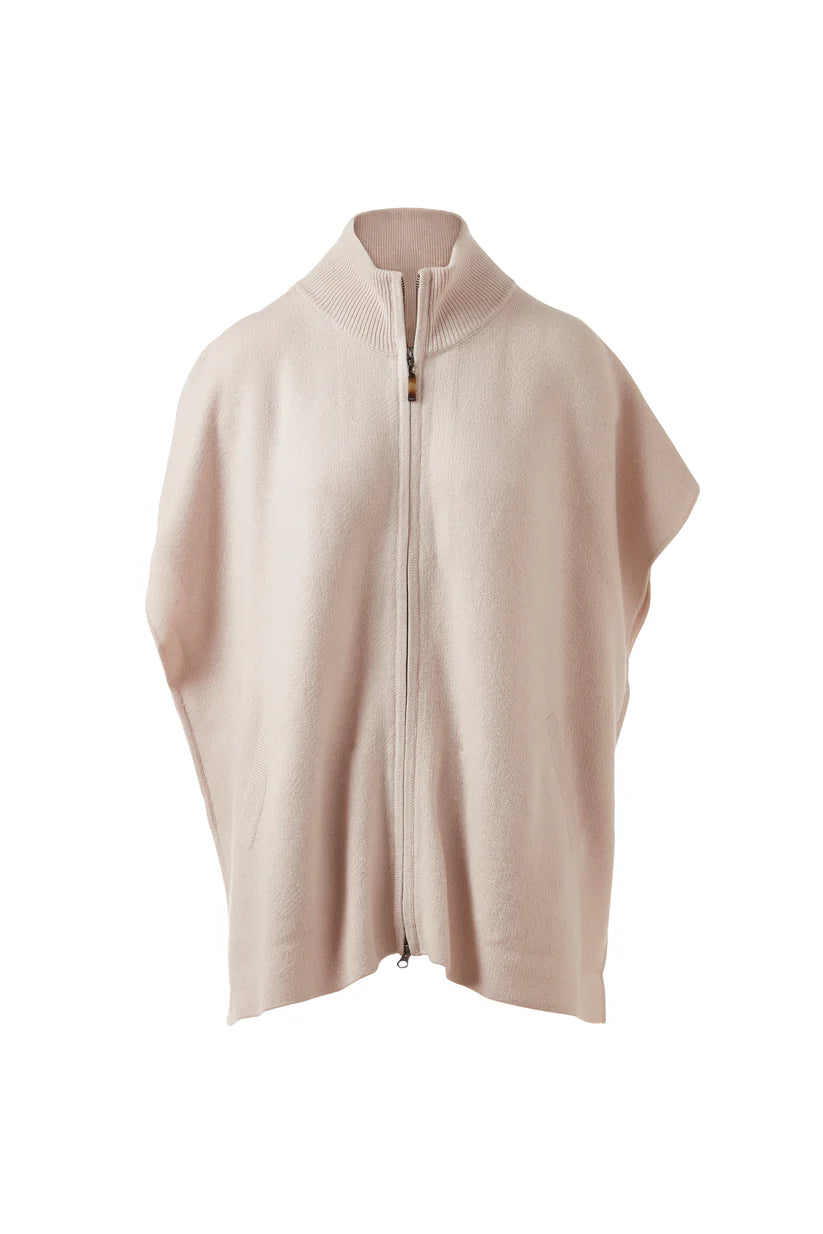 S/L ZIP MOCK CARDIGAN - CANVAS