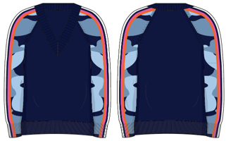 Maeve Camo Stripe Sleeve - Navy