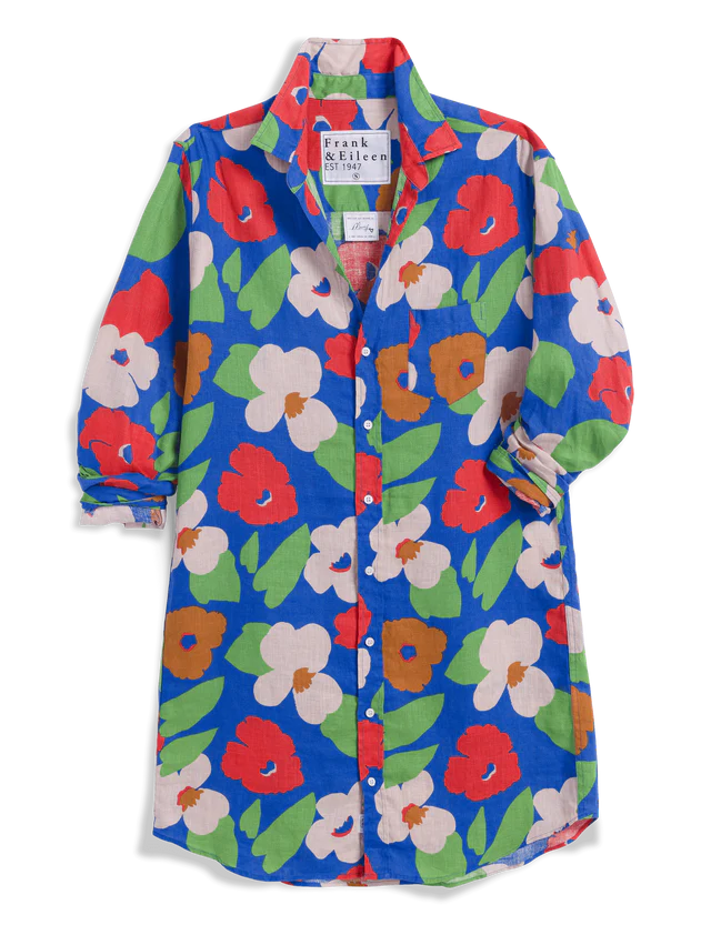 Mary Classic Shirtdress - Bright Blue Floral