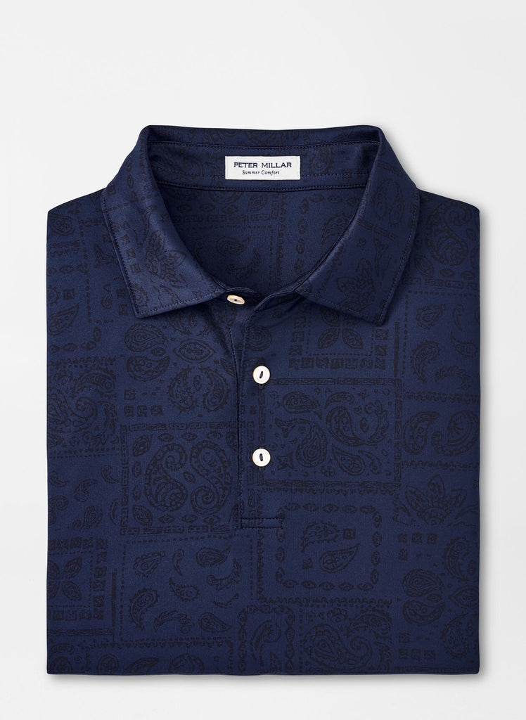 Delos Paisley Performance Jersey Polo In Navy