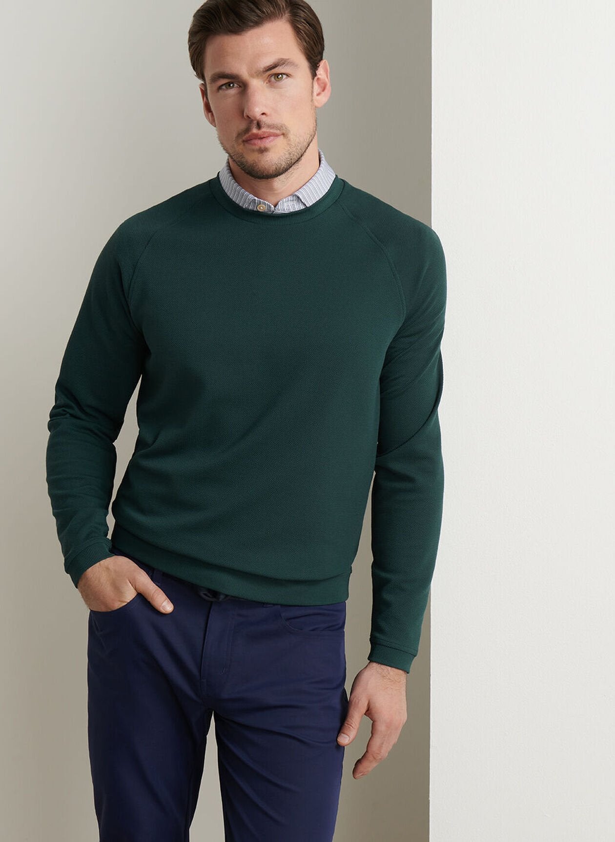 Cradle Piqué Performance Crewneck-Nordic Pine