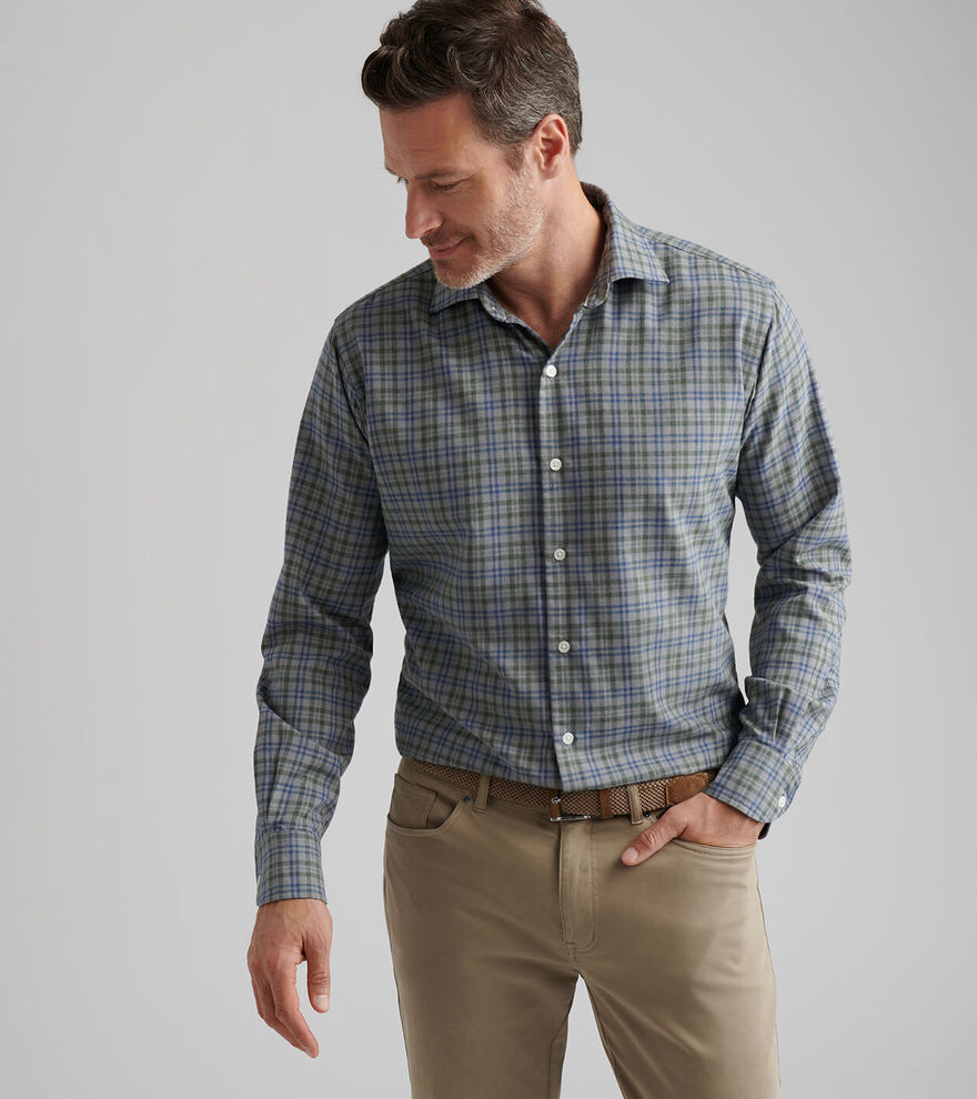 Bar Harbor Perf Flannel Shirt-MF25W62LTS-B.GREY