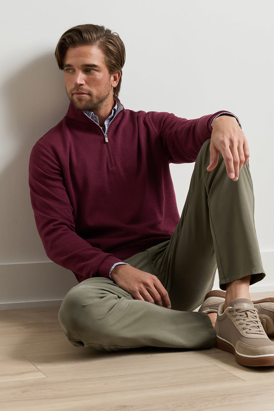 Crown Comfort Quarter-Zip Pullover-MF26K49-Bordeaux