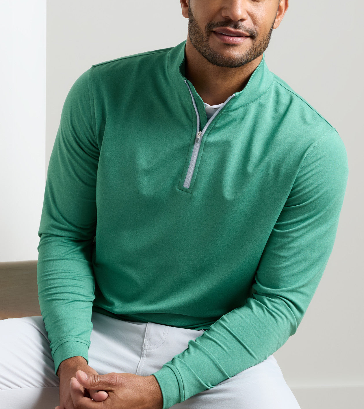 Perth Melange 1/4 Zip-MS26EK40B-Snowpea